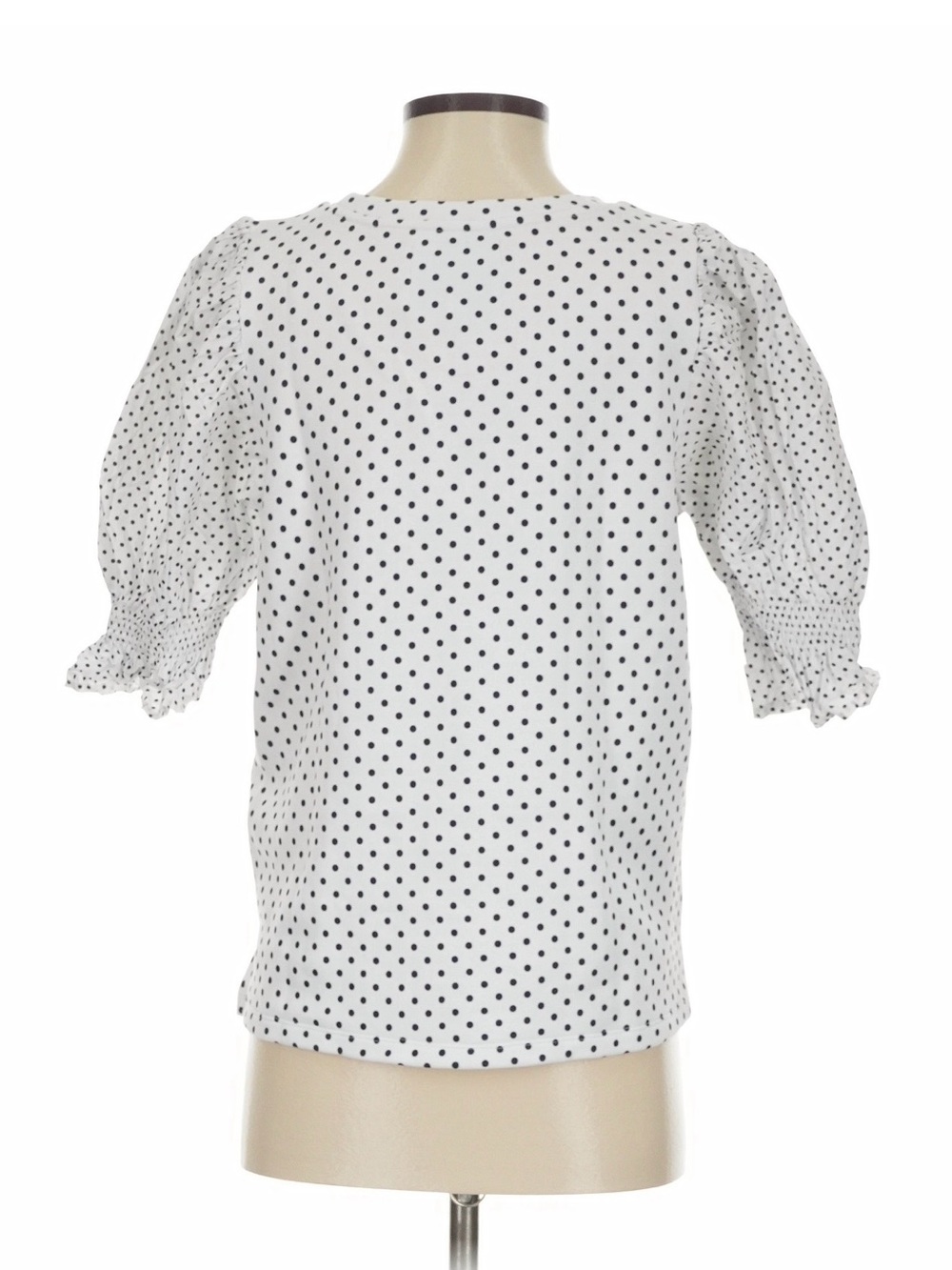Addison Bay White Top with Black Polka Dots and Puff Sleeves